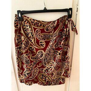 M.C. & Co Wrap Skirt in Burgundy Paisley Cheetah P